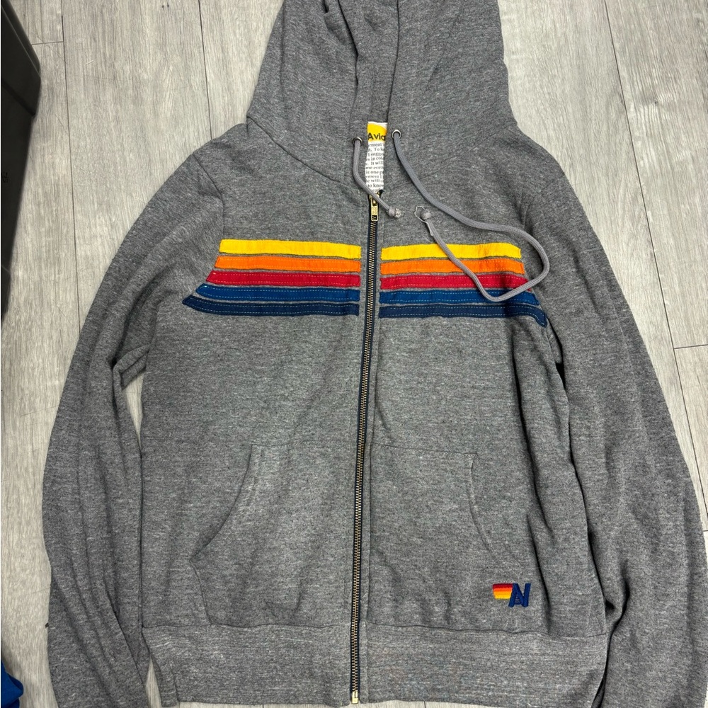 Aviator Nation Gray Hoodie with Yellow Accent